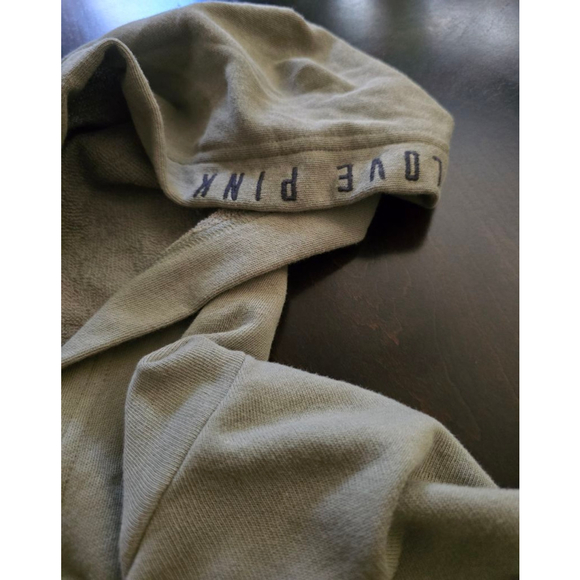 Women's PINK Victoria's Secret Olive Green Cropped Hoodie XS - Picture 7 of 8